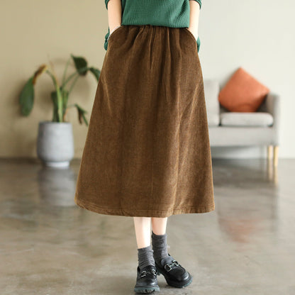 Autumn Corduroy Cotton A-line Skirt