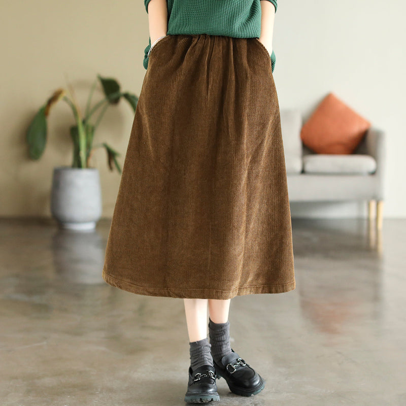 Autumn Corduroy Cotton A-line Skirt