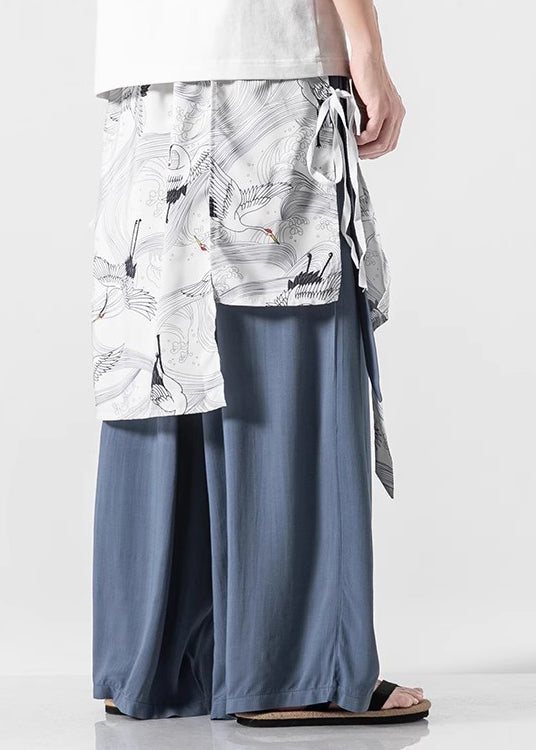 Boutique Black Pockets Print Patchwork Cotton Pants Skirt Summer