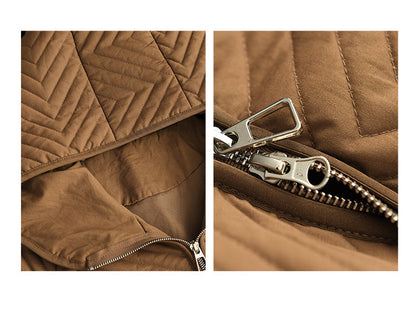 Retro Quilted Diamond Thickened Mid-length Coat