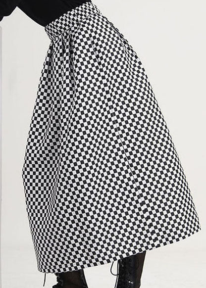 Colorblock Plaid Print Loose a Line Skirts Spring