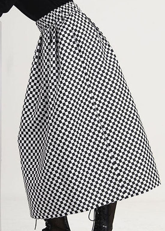 Colorblock Plaid Print Loose a Line Skirts Spring