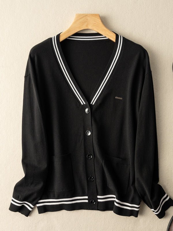 Knitwear Thin Section Literary Retro Wild Loose Striped Jacket in One-size