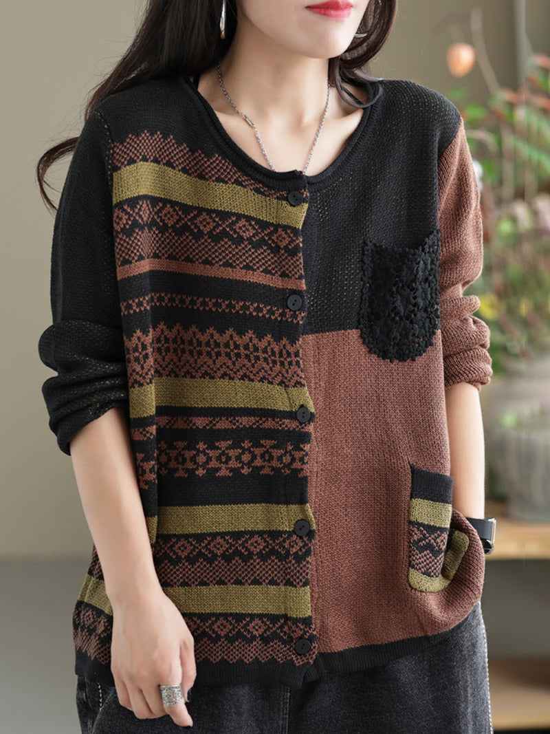 Autumn Patchwork Loose Sweaters