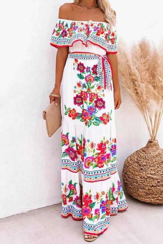 Off Shoulder Rainbow Dress