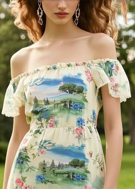Print Patchwork Lace Mini Strapless Dress Summer
