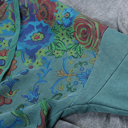 Loose Hoodie Print Long Fleece Dresses