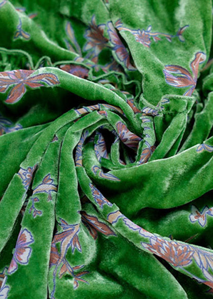 Green Ruffled Patchwork Velour Dresses