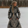 Women's Vintage Viking Celtic Knot Knit Cozy Sweater Maxi Dress artswardrobe