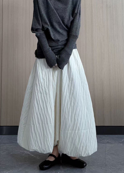 White Exra Large Hem Fine Cotton Filled a Line Skirt Winter