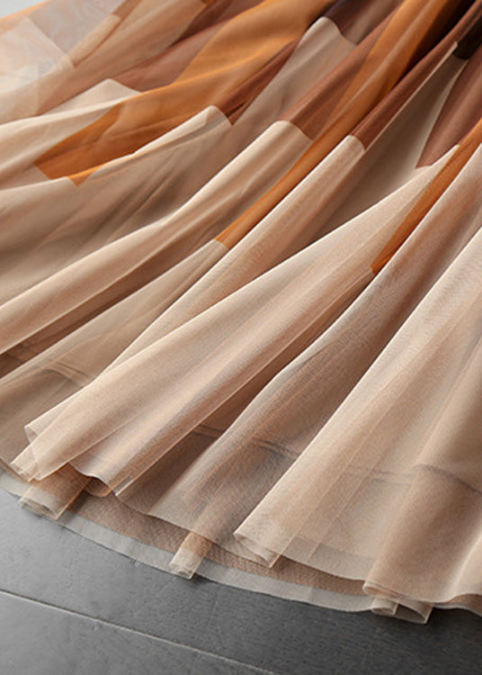 Diy Chocolate High Waist Print Pleated Fall Skirt