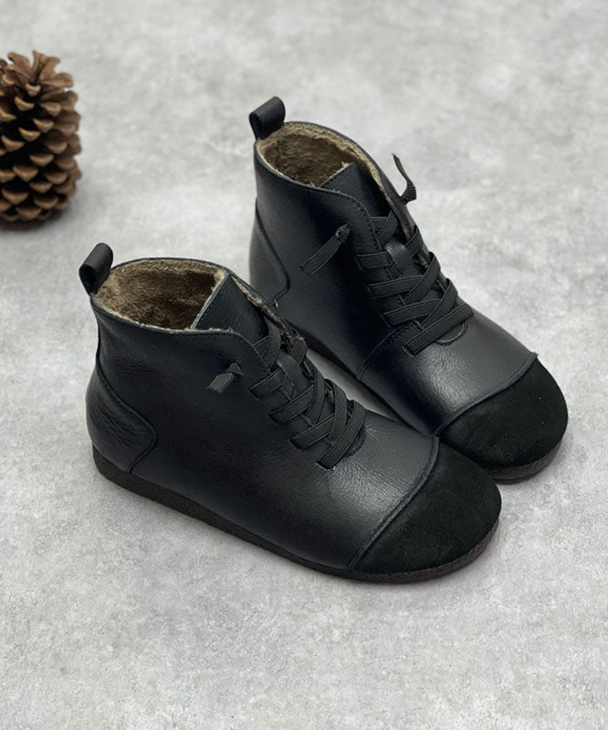 Coffee Boots Cowhide Leather Stylish Cross Strap Shelsea Boots