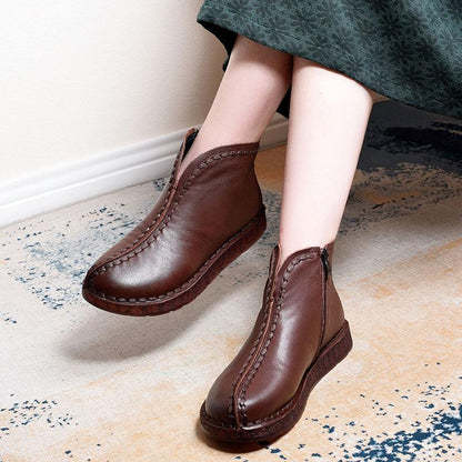 Leather Style Soft Ankle Boots ( Added Plush Styles)