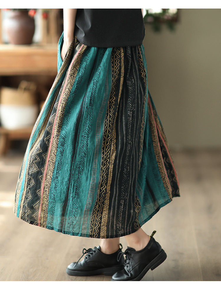 -print Elasticated Waist Skirt