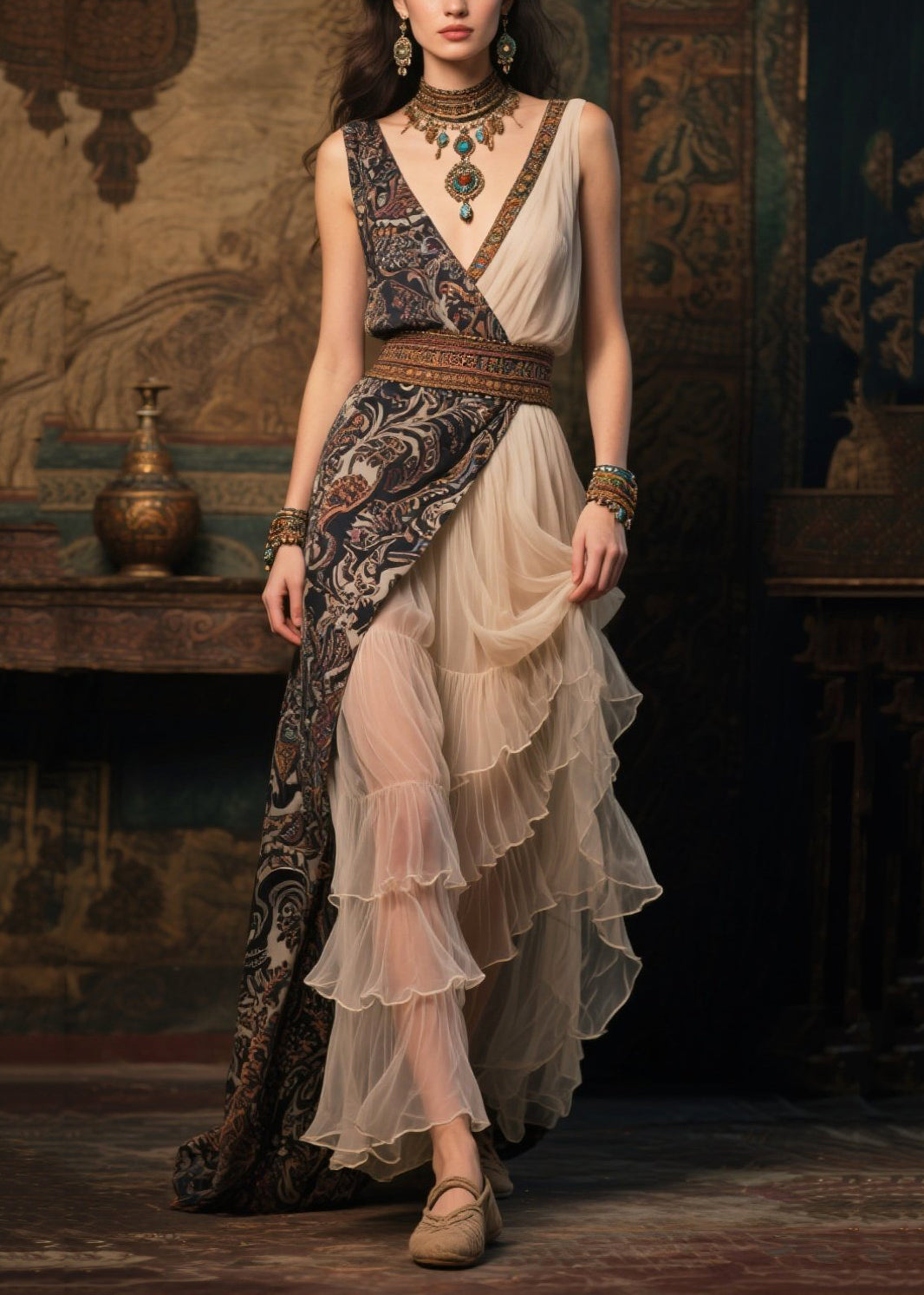 Diy Asymmetrical Design Tunic Chiffon Robe Dresses Summer