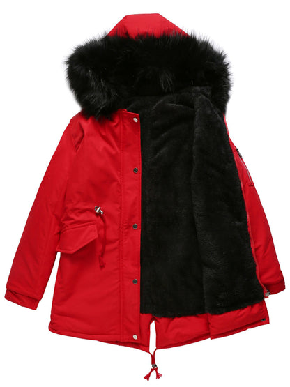 Parka Coat Street Daily Plush Winter Coat Color Oversized Fur Warm Coat