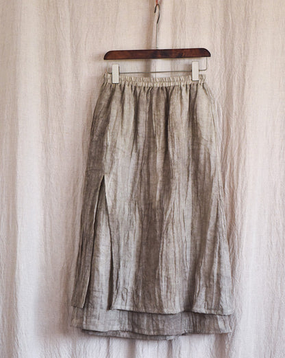 Literary Retro Cotton and Linen Distressed Linen Skirt