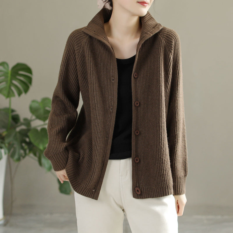 Autumn Winter Stripe Knitted Cardigan