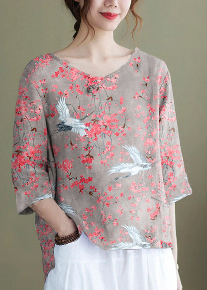 Diy Purple Embroidered Side Open Half Sleeve Top