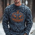 Halloween Pumpkin Lights Viking Men's Knit Crew Sweater elevenforest