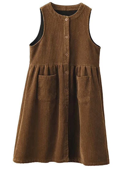 Corduroy Button Vest Dress