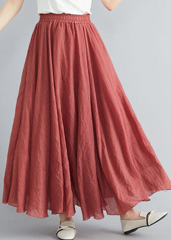 Style Color Elastic Waist Exra Large Hem Cotton Linen a Line Skirts Summer