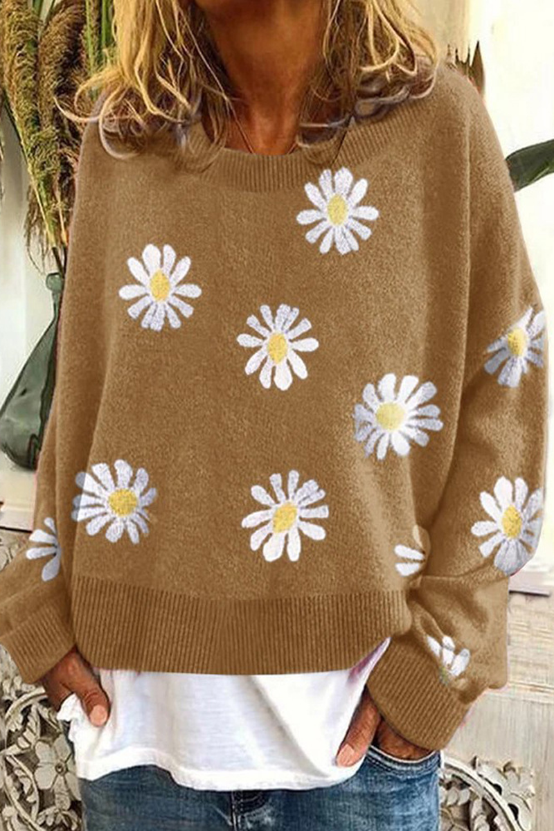 Round Neck Print Sweater