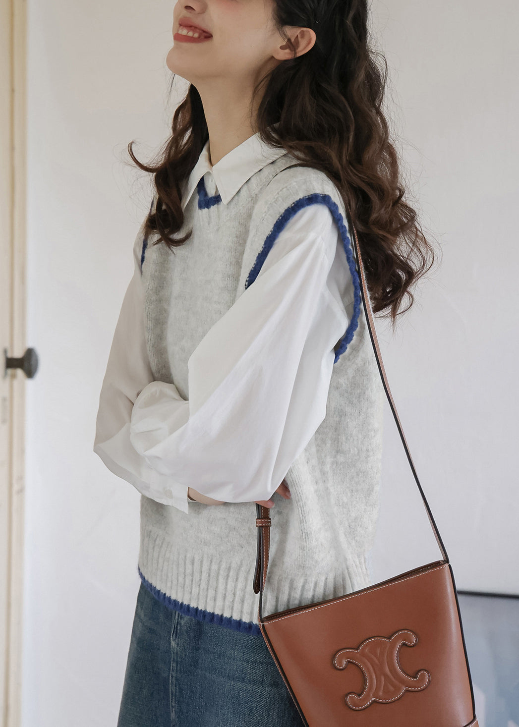 Simple Grey O Neck Cozy Cotton Knit Waistcoat Sleeveless