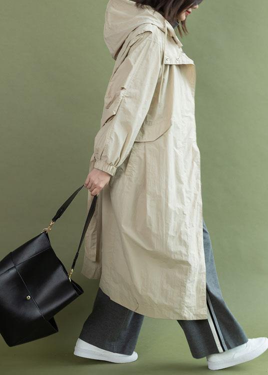 Hooded Zippered Coats Nude Tunic Coats Fall