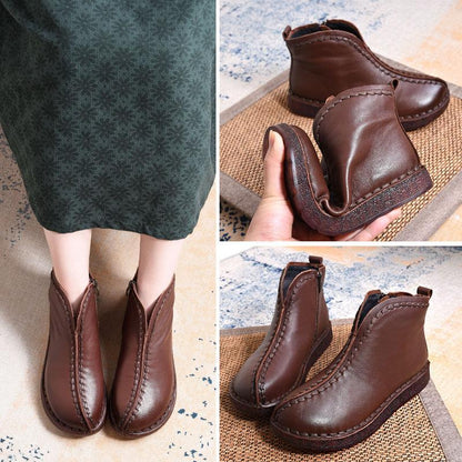 Leather Style Soft Ankle Boots ( Added Plush Styles)