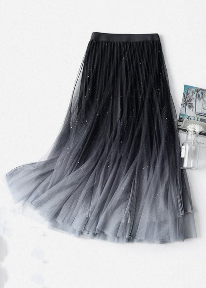 Navy Gradient Color High Waist Tulle Skirts Summer