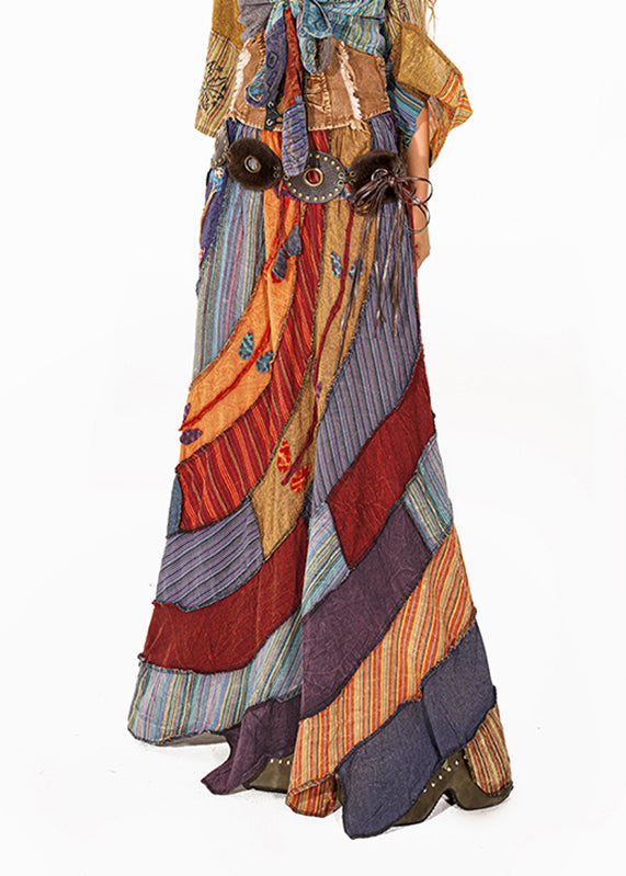 Rainbow Asymmetrical Print a Line Skirts