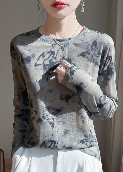 Pink O-neck Print Cotton Upf 50+ Shirt Top Fall