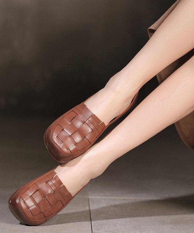 Chocolate Genuine Leather Flat Feet Shoes Penny Loafers