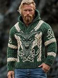 Men's Viking Wolf Celtic Cozy Chunky Hooded Sweater artswardrobe
