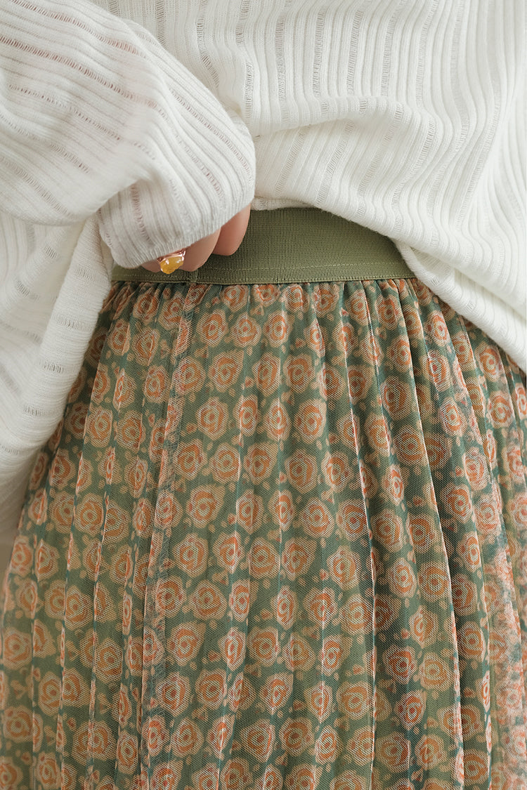 Digitally Printed Densified Elastic Waist Skirt