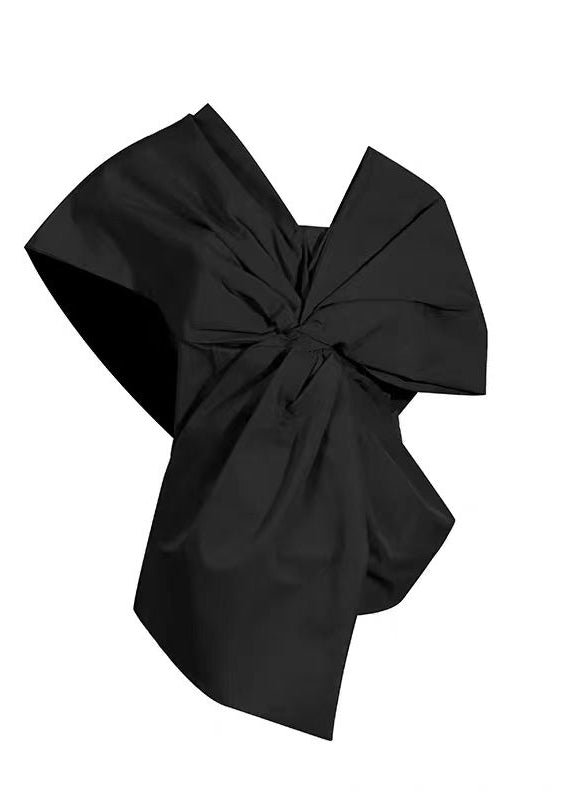 Red Asymmetrical Bow Splicing Design Top Summer