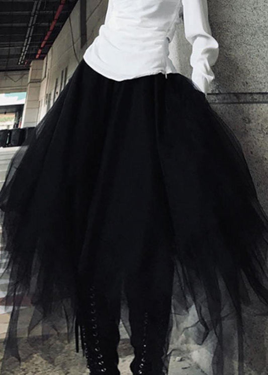 Black Asymmetrical Design Patchwork Skirts Summer