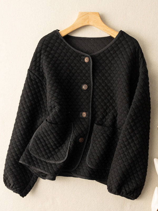100% Natural Fabric Long Sleeve Buttoned Coat