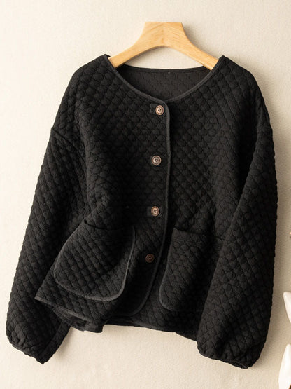 100% Natural Fabric Long Sleeve Buttoned Coat
