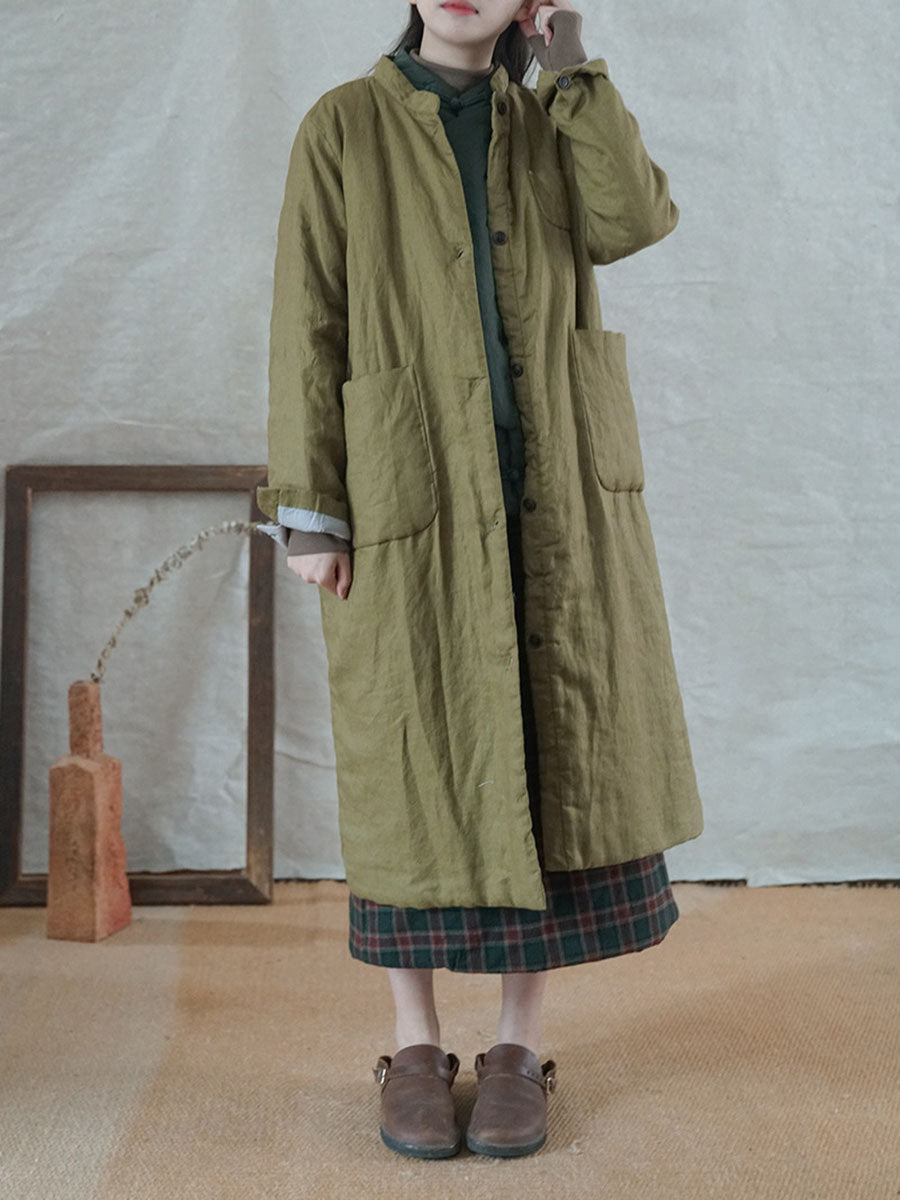 Winter Button Pocket Padded Coat