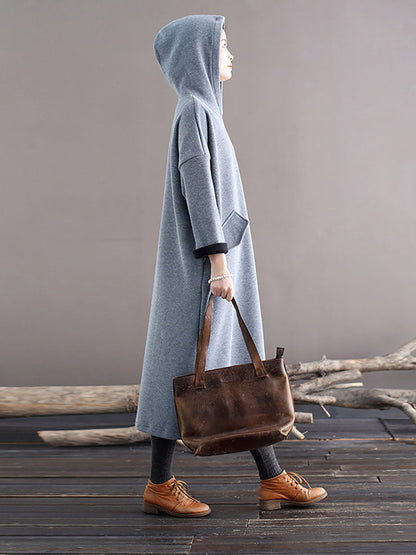 Winter Casaul Loose Thick Hooded Dress