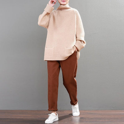 Color High Neck Sweater