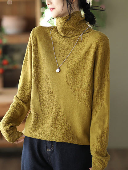 Jacquard Turtleneck Loose Sweater