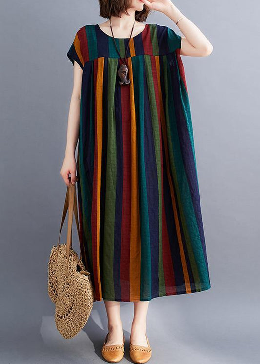 Unique Rainbow Clothes O Neck Large Hem Love Summer Dresses