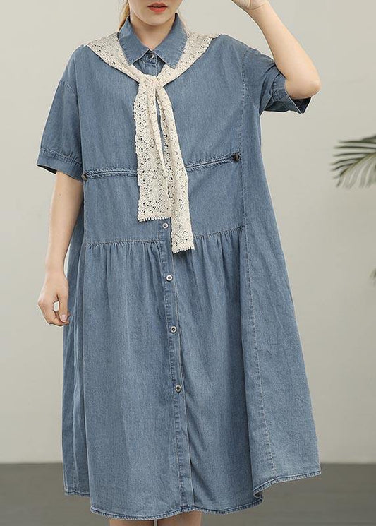 Wash Lace Shawl Two Piece Denim Dress