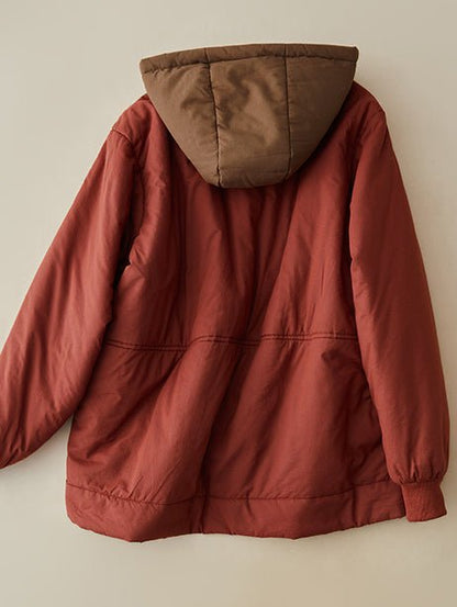 100% Natural Fabric Winter Warm Fleece Lined Pure Color Coat in One-size