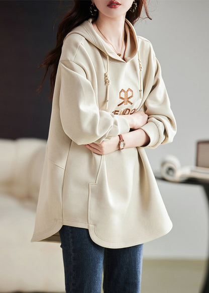 Apricot Embroidered Cotton Sweatshirts Top Spring