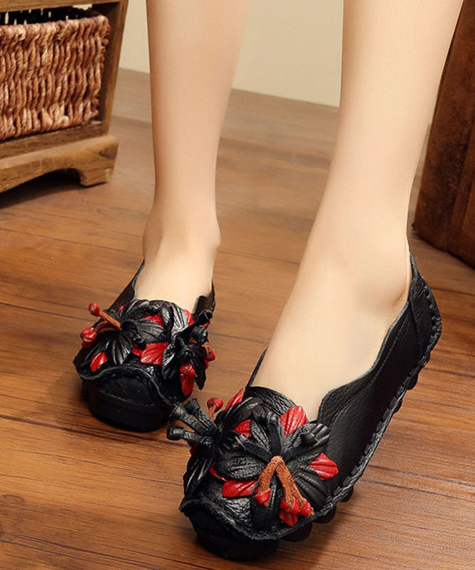 Handmade Cowhide Leather Flat Shoes for Splicing Flat Feet Shoes