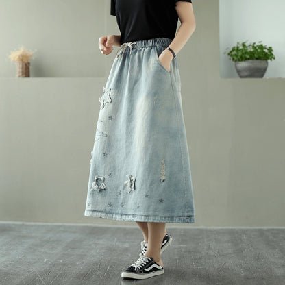 And Cozy Wild Long Loose Denim Skirt